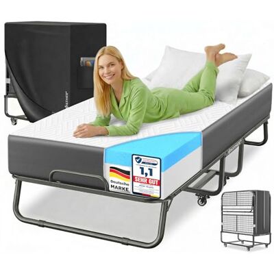 KESSER ® Klappbett 200x90cm Gästebett inkl. Matratze aus Memory-Schaum & Rollen faltbares Reisebett mit Metallrahmen für Erwachsene belastbar bis 250kg Metallbett mit Schaumstoffmatratze & Cover KESSER ® Klappbett 200x90cm Gästebett inkl. Matratze aus Memory-Schaum & Rollen faltbares Reisebett mit Metallrahmen für Erwachsene belastbar bis 250kg Metallbett mit Schaumstoffmatratze & Cover