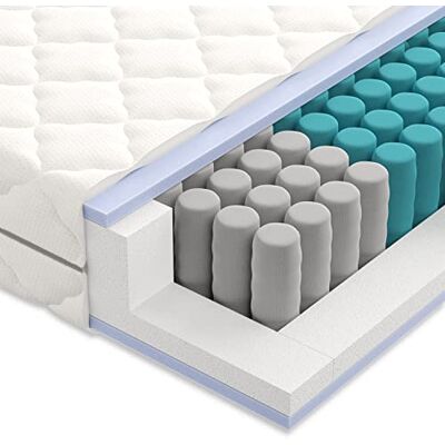 Mister Sandman 7-Zonen Taschenfederkernmatratze 90 x 200 cm H2 H3 Härtegrad ergonomische Matratzen Öko-Tex Zertifiziert Federkernmatratze 21 cm Höhe Wendematratze mit abnehmbarem Bezug Mister Sandman 7-Zonen Taschenfederkernmatratze 90 x 200 cm H2 H3 Härtegrad ergonomische Matratzen Öko-Tex Zertifiziert Federkernmatratze 21 cm Höhe Wendematratze mit abnehmbarem Bezug