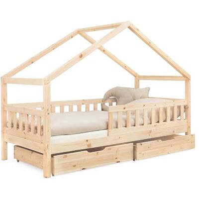 Ehrenkind ® Panorama Hausbett Lille 90x200 cm aus Kiefer Massivholz FSC®-Zertifiziert 2-in-1 Kinderbett mit Dachgiebel & Schubladen Natur Ehrenkind ® Panorama Hausbett Lille 90x200 cm aus Kiefer Massivholz FSC®-Zertifiziert 2-in-1 Kinderbett mit Dachgiebel & Schubladen Natur