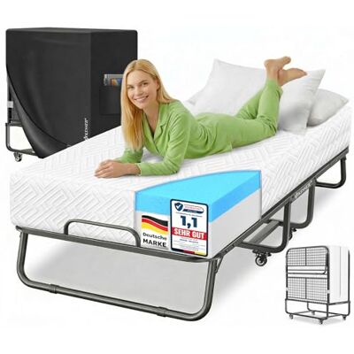 KESSER ® Klappbett 200x90cm Gästebett inkl. Matratze aus Memory-Schaum & Rollen faltbares Reisebett mit Metallrahmen für Erwachsene belastbar bis 250kg Metallbett mit Schaumstoffmatratze & Cover KESSER ® Klappbett 200x90cm Gästebett inkl. Matratze aus Memory-Schaum & Rollen faltbares Reisebett mit Metallrahmen für Erwachsene belastbar bis 250kg Metallbett mit Schaumstoffmatratze & Cover