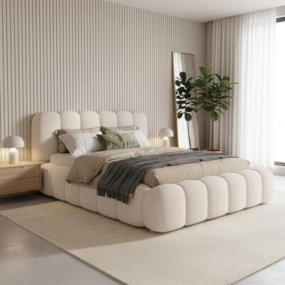 Juskys Polsterbett Catania Modernes Bubble Design, gepolstertes Kopfteil, stabile Kontruktion- 140 x 200 cm Creme Juskys Polsterbett Catania Modernes Bubble Design, gepolstertes Kopfteil, stabile Kontruktion- 140 x 200 cm Creme