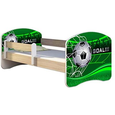 ACMA Kinderbett 160x80 Jugendbett mit Matratze, Farbe Sonoma mit Rausfallschutz Lattenrost II Spielbett Kinderzimmer Möbel, 14 Goal ACMA Kinderbett 160x80 Jugendbett mit Matratze, Farbe Sonoma mit Rausfallschutz Lattenrost II Spielbett Kinderzimmer Möbel, 14 Goal