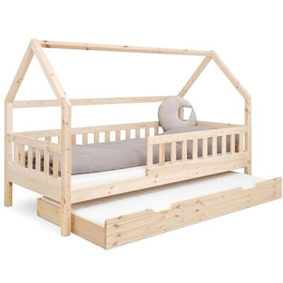 Ehrenkind ® Hausbett Lille Kinderbett mit abnehmbaren Rausfallschutz aus Massivholz FSC® zertifziert inkl. Bettkasten Hausbett 90x200 Kinderbett 90x200 Natur Ehrenkind ® Hausbett Lille Kinderbett mit abnehmbaren Rausfallschutz aus Massivholz FSC® zertifziert inkl. Bettkasten Hausbett 90x200 Kinderbett 90x200 Natur