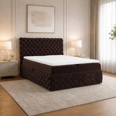 Home Collective Boxspringbett Polsterbett Doppelbett 160x200 cm Bett mit Stauraum Topper inklusive modernes Design Schlafzimmer Jugendzimmer Möbel Braun Home Collective Boxspringbett Polsterbett Doppelbett 160x200 cm Bett mit Stauraum Topper inklusive modernes Design Schlafzimmer Jugendzimmer Möbel Braun