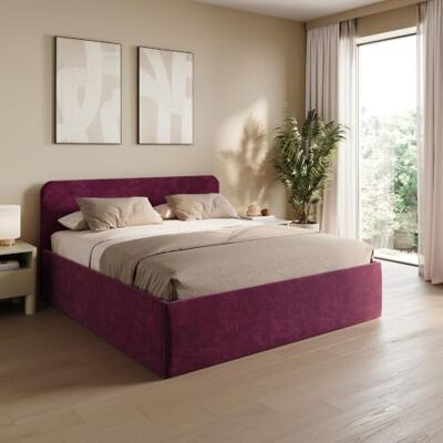Home Collective Polsterbett mit Bettkasten und Kaltschaummatratze 200x200 Beere Hohes Kopfteil. mit Lattenrost. flexible Federleisten. weicher Micro-Velours. geräumiges Stauraumfach. Made in Germany Home Collective Polsterbett mit Bettkasten und Kaltschaummatratze 200x200 Beere Hohes Kopfteil. mit Lattenrost. flexible Federleisten. weicher Micro-Velours. geräumiges Stauraumfach. Made in Germany
