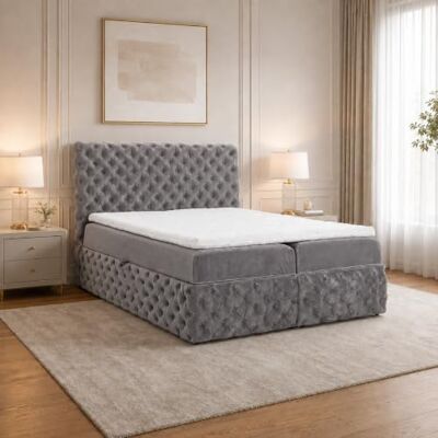 Home Collective Boxspringbett Polsterbett Doppelbett 200x200 cm Bett mit Stauraum Topper inklusive modernes Design Schlafzimmer Jugendzimmer Möbel Grau Home Collective Boxspringbett Polsterbett Doppelbett 200x200 cm Bett mit Stauraum Topper inklusive modernes Design Schlafzimmer Jugendzimmer Möbel Grau