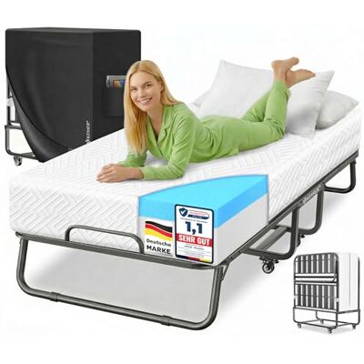 KESSER ® Klappbett 200x90cm Gästebett inkl. Matratze aus Memory-Schaum & Rollen faltbares Reisebett mit Metallrahmen für Erwachsene belastbar bis 250kg Metallbett mit Schaumstoffmatratze & Cover KESSER ® Klappbett 200x90cm Gästebett inkl. Matratze aus Memory-Schaum & Rollen faltbares Reisebett mit Metallrahmen für Erwachsene belastbar bis 250kg Metallbett mit Schaumstoffmatratze & Cover