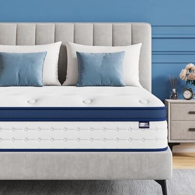 BedStory Matratze 160x200cm, 7-Zonen Taschenfederkernmatratze Höhe 20cm, H4 Härtegrad Matratze, Gedächtnisschaum und unabhängige Sackfeder, Rückenentlastende, Blau BedStory Matratze 160x200cm, 7-Zonen Taschenfederkernmatratze Höhe 20cm, H4 Härtegrad Matratze, Gedächtnisschaum und unabhängige Sackfeder, Rückenentlastende, Blau