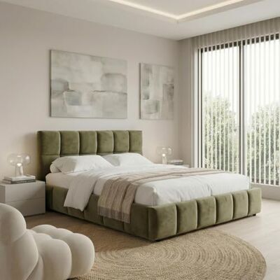 IDIMEX Polsterbett Emilia 140x200 cm, Grün Bett mit Lattenrost, Bettgestell mit gepolstertem Kopfteil, Stoffbett mit moderner Steppung, Modernes Design und stabile Konstruktion IDIMEX Polsterbett Emilia 140x200 cm, Grün Bett mit Lattenrost, Bettgestell mit gepolstertem Kopfteil, Stoffbett mit moderner Steppung, Modernes Design und stabile Konstruktion