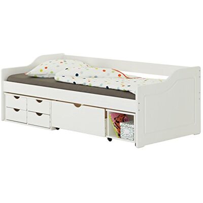 IDIMEX Bett mit Stauraum Kinderbett Jugendbett Bett 90x200 Kiefer massiv weiß IDIMEX Bett mit Stauraum Kinderbett Jugendbett Bett 90x200 Kiefer massiv weiß