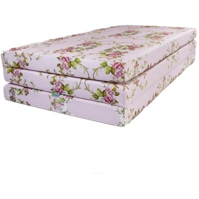 FORTISLINE Klappmatratze 195x120x8cm, 3-teilige Faltmatratze, H2 Gästematratze , Camping Faltbare Kamping Bett, Waschbar Bezug, Erwachsene Klappbar, Reisematratze Schaumstoff Matratze (Blumenmuster Rosa) FORTISLINE Klappmatratze 195x120x8cm, 3-teilige Faltmatratze, H2 Gästematratze , Camping Faltbare Kamping Bett, Waschbar Bezug, Erwachsene Klappbar, Reisematratze Schaumstoff Matratze (Blumenmuster Rosa)