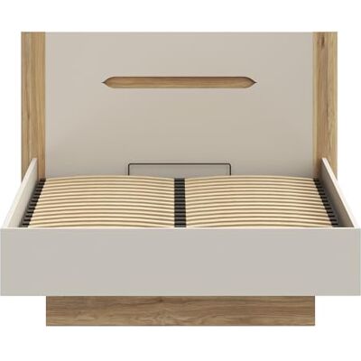 Forte EDWAL Bett Liegefläche 140 cm, modernes Bettgestell mit Stauraum unter dem Lattenrost, Holzwerkstoff, Kaschmir Beige Holzdekor, 156,2 cm breit x 105,7 cm hoch x 206,6 cm tief Forte EDWAL Bett Liegefläche 140 cm, modernes Bettgestell mit Stauraum unter dem Lattenrost, Holzwerkstoff, Kaschmir Beige Holzdekor, 156,2 cm breit x 105,7 cm hoch x 206,6 cm tief