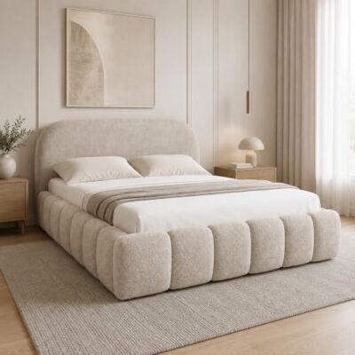 Home Collective Polsterbett Doppelbett Bett Bubble mit Stauraum und Metall-Lattenrost Schlafzimmer Jugendzimmer Möbel weicher Stoff modernes Design mit Steppung 160x200 cm Creme Home Collective Polsterbett Doppelbett Bett Bubble mit Stauraum und Metall-Lattenrost Schlafzimmer Jugendzimmer Möbel weicher Stoff modernes Design mit Steppung 160x200 cm Creme