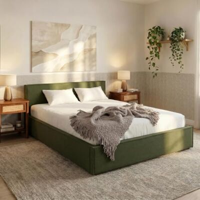 IDIMEX Polsterbett Pesaro 140x200 cm, Grün – Bettgestell inkl. Lattenrost, strapazierfähiger Stoffbezug in Leinen-Optik, modernes Doppelbett mit Kopfteil für Schlafzimmer IDIMEX Polsterbett Pesaro 140x200 cm, Grün – Bettgestell inkl. Lattenrost, strapazierfähiger Stoffbezug in Leinen-Optik, modernes Doppelbett mit Kopfteil für Schlafzimmer