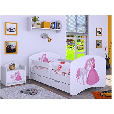 Generic BDW Kinderbett mit Matratze und Bettkasten NEU, 140/160/180/190 Verschiedene Motive Für Junge Weiß (Prinzessin mit Pferd, 140x70) Generic BDW Kinderbett mit Matratze und Bettkasten NEU, 140/160/180/190 Verschiedene Motive Für Junge Weiß (Prinzessin mit Pferd, 140x70)