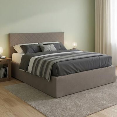 TALAMO ITALIA Doppelbett Clementina - Kopfteil aus Öko-Leder, Orthopädische Basis TALAMO ITALIA Doppelbett Clementina - Kopfteil aus Öko-Leder, Orthopädische Basis