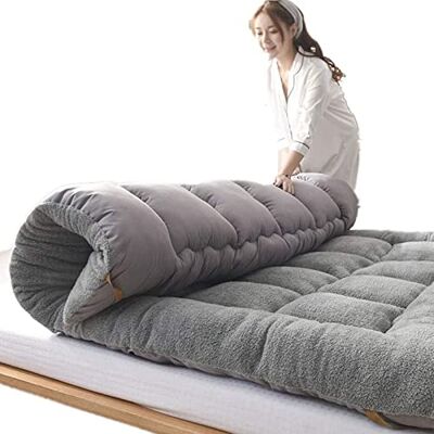 BPQCOFZT Tragbare Samt-Futon-Matratze, aufrollbar, für Schlafsaal, Gästebett, Camping, Doppelbett, Grau (180 x 200 cm) BPQCOFZT Tragbare Samt-Futon-Matratze, aufrollbar, für Schlafsaal, Gästebett, Camping, Doppelbett, Grau (180 x 200 cm)