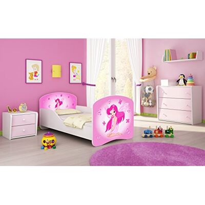 ACMA I Kinderbett 160x80 Jugendbett Komplett mit Matratze Lattenrost Weiß, stabil, Kinderzimmer Bett, Jugendmöbel Design 07 Rosa Fee ACMA I Kinderbett 160x80 Jugendbett Komplett mit Matratze Lattenrost Weiß, stabil, Kinderzimmer Bett, Jugendmöbel Design 07 Rosa Fee