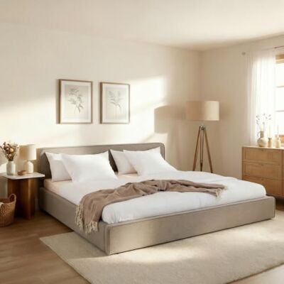 IDIMEX LATINI Polsterbett mit höhenverstellbarem Kopfteil, 180x200 cm, Greige Doppelbett inklusive Lattenrost, ideal für zwei Personen, Bettgestell stabil und bequem, modernes Design für jedes Schlafzimmer IDIMEX LATINI Polsterbett mit höhenverstellbarem Kopfteil, 180x200 cm, Greige Doppelbett inklusive Lattenrost, ideal für zwei Personen, Bettgestell stabil und bequem, modernes Design für jedes Schlafzimmer