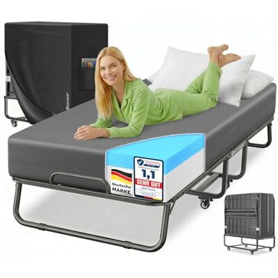 KESSER ® Klappbett 200x90cm Gästebett inkl. Matratze aus Memory-Schaum & Rollen faltbares Reisebett mit Metallrahmen für Erwachsene belastbar bis 250kg Metallbett mit Schaumstoffmatratze & Cover KESSER ® Klappbett 200x90cm Gästebett inkl. Matratze aus Memory-Schaum & Rollen faltbares Reisebett mit Metallrahmen für Erwachsene belastbar bis 250kg Metallbett mit Schaumstoffmatratze & Cover