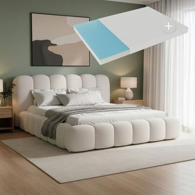 Juskys Polsterbett Catania Modernes Bubble Design, gepolstertes Kopfteil, inkl. Matratze 180 x 200 cm Creme Juskys Polsterbett Catania Modernes Bubble Design, gepolstertes Kopfteil, inkl. Matratze 180 x 200 cm Creme