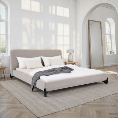 IDIMEX Polsterbett PATERNA gepolstert 180 x 200 cm, grau – modernes Doppelbett mit stabilem Lattenrost aus Holz, Bouclé Stoffbezug und Holzbeine Mid Century Design IDIMEX Polsterbett PATERNA gepolstert 180 x 200 cm, grau – modernes Doppelbett mit stabilem Lattenrost aus Holz, Bouclé Stoffbezug und Holzbeine Mid Century Design