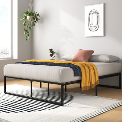 Zinus Lorelei Klassisches Bettgestell aus Metall, 35,5 cm, Stahllattenstütze, für Erwachsene, Kinder, Jugendliche, einfache Montage, Stauraum unter dem Bett, Doppelbett, Schwarz Zinus Lorelei Klassisches Bettgestell aus Metall, 35,5 cm, Stahllattenstütze, für Erwachsene, Kinder, Jugendliche, einfache Montage, Stauraum unter dem Bett, Doppelbett, Schwarz