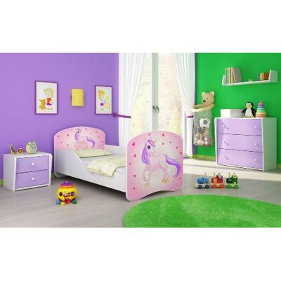 ACMA I Kinderbett 160x80 Jugendbett Komplett mit Matratze Lattenrost Weiß, stabil, Kinderzimmer Bett, Jugendmöbel Design 17 Pony ACMA I Kinderbett 160x80 Jugendbett Komplett mit Matratze Lattenrost Weiß, stabil, Kinderzimmer Bett, Jugendmöbel Design 17 Pony
