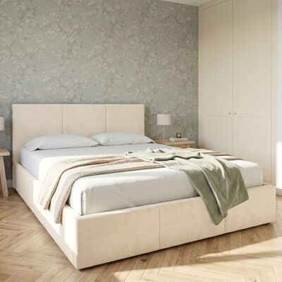 Home Collective Bett Doppelbett Polsterbett Bettgestell mit Lattenrost & Stauraum 120x200 140x200 160x200 180x200 cm mit Bettkasten, Kopfteil mit 3 Paneelen weicher Samt 160x200 cm Creme Home Collective Bett Doppelbett Polsterbett Bettgestell mit Lattenrost & Stauraum 120x200 140x200 160x200 180x200 cm mit Bettkasten, Kopfteil mit 3 Paneelen weicher Samt 160x200 cm Creme