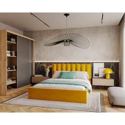 FDM Polsterbett mit Bettkasten 90x200 120x200 140x200 160x200 180x200 cm – Stauraumbett aus Velours, gepolstertes Kopfteil, Lattenrost & Metallrahmen, klappbar, Made IN EU (Gelb, 180x200) FDM Polsterbett mit Bettkasten 90x200 120x200 140x200 160x200 180x200 cm – Stauraumbett aus Velours, gepolstertes Kopfteil, Lattenrost & Metallrahmen, klappbar, Made IN EU (Gelb, 180x200)