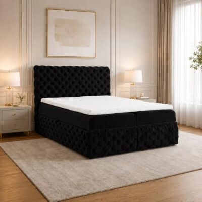 Home Collective Boxspringbett Polsterbett Doppelbett 140x200 cm Bett mit Stauraum Topper inklusive modernes Design Schlafzimmer Jugendzimmer Möbel Schwarz Home Collective Boxspringbett Polsterbett Doppelbett 140x200 cm Bett mit Stauraum Topper inklusive modernes Design Schlafzimmer Jugendzimmer Möbel Schwarz