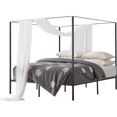 VEVOR Himmelbettrahmen (Kingsize), Metallhimmelbett (363 kg belastbar) mit Himmelbett-Design, robuste Stahllattenstütze, Stauraum unter dem Bett, kein Boxspring erforderlich, Netzrahmen Schwarz VEVOR Himmelbettrahmen (Kingsize), Metallhimmelbett (363 kg belastbar) mit Himmelbett-Design, robuste Stahllattenstütze, Stauraum unter dem Bett, kein Boxspring erforderlich, Netzrahmen Schwarz