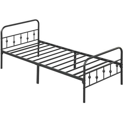 HOMCOM Bettrahmen Klappbares Bettgestell Lattenrost 206,9x91,8 cm Schwarz Metallbett, Gästezimmer, Schlafzimmer HOMCOM Bettrahmen Klappbares Bettgestell Lattenrost 206,9x91,8 cm Schwarz Metallbett, Gästezimmer, Schlafzimmer