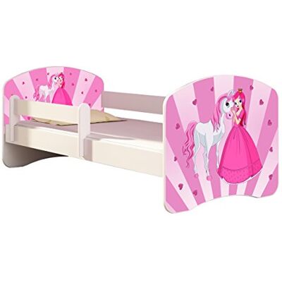 ACMA Kinderbett 160x80 Jugendbett mit Matratze, Rausfallschutz, Lattenrost Weiß, stabil, Kinderzimmer Bett, Jugendmöbel Design 08 Princess ACMA Kinderbett 160x80 Jugendbett mit Matratze, Rausfallschutz, Lattenrost Weiß, stabil, Kinderzimmer Bett, Jugendmöbel Design 08 Princess