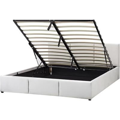 Beliani Bett Samt helles Grau mit hohem Kopfteil Lattenrost 160x200 cm Bettkasten Bousse Beliani Bett Samt helles Grau mit hohem Kopfteil Lattenrost 160x200 cm Bettkasten Bousse