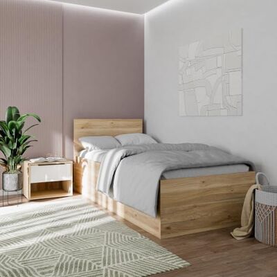 Forte Orkney Bett 90x200 cm, modernes Bettgestell inkl. Lattenrost, Holzwerkstoff, Mauvella Eiche Holzdekor, 95,2 cm breit x 88,5 cm hoch x 215,5 cm tief Forte Orkney Bett 90x200 cm, modernes Bettgestell inkl. Lattenrost, Holzwerkstoff, Mauvella Eiche Holzdekor, 95,2 cm breit x 88,5 cm hoch x 215,5 cm tief