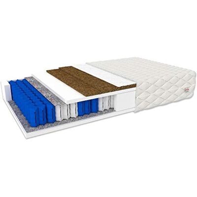FDM FORTE MAX Taschenfederkernmatratze 100 x 200 cm 7-Zonen Matratze Härtegrad H2/H4 (Mittelweich/Hart) 25 cm Höhe Doppelte Kokos-Einlage Zweiseitig Bezug Abnehmbar Waschbar TFK FDM FORTE MAX Taschenfederkernmatratze 100 x 200 cm 7-Zonen Matratze Härtegrad H2/H4 (Mittelweich/Hart) 25 cm Höhe Doppelte Kokos-Einlage Zweiseitig Bezug Abnehmbar Waschbar TFK