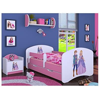 Generic BDW Kinderbett mit Matratze und Bettkasten NEU, 140/160/180/190 Verschiedene Motive Für Junge ROSA (Prinzessin mit Prinz, 180x90) Generic BDW Kinderbett mit Matratze und Bettkasten NEU, 140/160/180/190 Verschiedene Motive Für Junge ROSA (Prinzessin mit Prinz, 180x90)