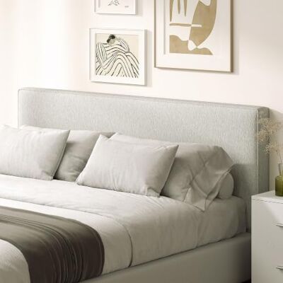 HOMCOM Kopfteil Gepolstert Wandkissen Schwebend,160 x 60 cm, Cremeweiß mit Leinenoptik, Bettkopfteil Wandpolster für Betten und Sitzbank, Kopfteilkissen für Schlafzimmer HOMCOM Kopfteil Gepolstert Wandkissen Schwebend,160 x 60 cm, Cremeweiß mit Leinenoptik, Bettkopfteil Wandpolster für Betten und Sitzbank, Kopfteilkissen für Schlafzimmer
