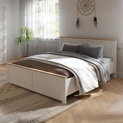Forte Bohol Landhausstil Bett 180 x 200 cm, Schlafzimmer, Holzwerkstoff, Riviera Eiche/Sibiu Lärche Hell Holzdekor, 197,6 cm breit x 102,7 cm hoch x 208,1 cm tief Forte Bohol Landhausstil Bett 180 x 200 cm, Schlafzimmer, Holzwerkstoff, Riviera Eiche/Sibiu Lärche Hell Holzdekor, 197,6 cm breit x 102,7 cm hoch x 208,1 cm tief