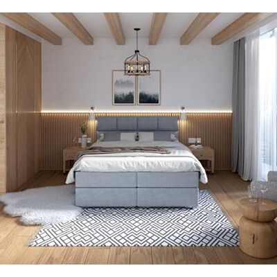 FDM Boxspringbett Polsterbett Stauraumbett Springbett mit Bettkasten 140x200, 160x200, 180x200cm hochwertigem Velours mit gepolsterten Kopfteil (Paris-Grau, 160x200) FDM Boxspringbett Polsterbett Stauraumbett Springbett mit Bettkasten 140x200, 160x200, 180x200cm hochwertigem Velours mit gepolsterten Kopfteil (Paris-Grau, 160x200)