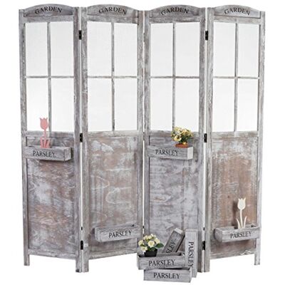 Mendler Paravent HWC-M66 Shabby-Look 170x180x22cm, braun-grau Raumteiler, Trennwand, Sichtschutz, Pflanzkörbe, 4 Paneele Mendler Paravent HWC-M66 Shabby-Look 170x180x22cm, braun-grau Raumteiler, Trennwand, Sichtschutz, Pflanzkörbe, 4 Paneele