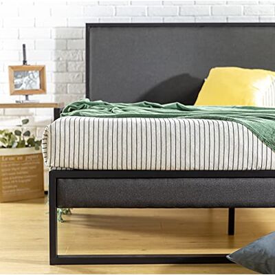 Zinus Christina 36 cm Bettgestell mit Plattform und gepolstertem Kopfteil, Holzlattenrost, Einfache Montage (150 x 200 cm, Grau) Zinus Christina 36 cm Bettgestell mit Plattform und gepolstertem Kopfteil, Holzlattenrost, Einfache Montage (150 x 200 cm, Grau)