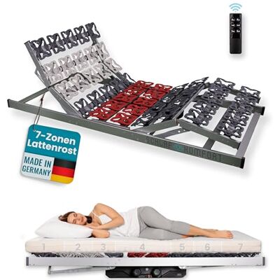 LuxusPro – Elektrischer Lattenrost Teller, 7-Zonen Unterstützung, stufenlos verstellbar – Premium Liegekomfort, Ideal bei Rückenschmerzen – fertig montiert, Made in Germany, 100x220 cm LuxusPro – Elektrischer Lattenrost Teller, 7-Zonen Unterstützung, stufenlos verstellbar – Premium Liegekomfort, Ideal bei Rückenschmerzen – fertig montiert, Made in Germany, 100x220 cm