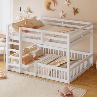 BTM Kinder Etagenbett 160 x 200cm Jugendbett mit Rausfallschutz, Stockbett für 2 Kinder Weiß, ohne Matratze BTM Kinder Etagenbett 160 x 200cm Jugendbett mit Rausfallschutz, Stockbett für 2 Kinder Weiß, ohne Matratze