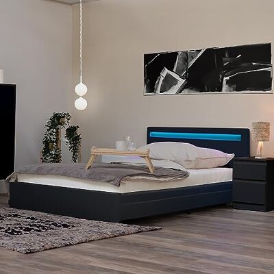 Home Deluxe LED Bett NUBE Dunkelgrau, 180 x 200 cm inkl. Matratze, Lattenrost und Schubladen I Polsterbett Design Bett inkl. Beleuchtung Home Deluxe LED Bett NUBE Dunkelgrau, 180 x 200 cm inkl. Matratze, Lattenrost und Schubladen I Polsterbett Design Bett inkl. Beleuchtung