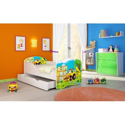 ACMA I Kinderbett 140x70 Jugendbett Komplett mit Einer Schublade und Matratze Lattenrost Weiß, stabil, Kinderzimmer Bett, Jugendmöbel Design 20 Bagger ACMA I Kinderbett 140x70 Jugendbett Komplett mit Einer Schublade und Matratze Lattenrost Weiß, stabil, Kinderzimmer Bett, Jugendmöbel Design 20 Bagger