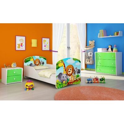 ACMA I Kinderbett 160x80 Jugendbett Komplett mit Matratze Lattenrost Weiß, stabil, Kinderzimmer Bett, Jugendmöbel Design 02 Animals ACMA I Kinderbett 160x80 Jugendbett Komplett mit Matratze Lattenrost Weiß, stabil, Kinderzimmer Bett, Jugendmöbel Design 02 Animals