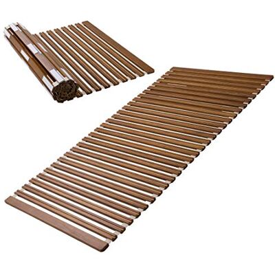 EMOOR Rollbare Lattenrostmatte OSMOS 100 x 200 cm Aus Massivem Paulownia-Holz Braun, Tatami Futonbett Palettenbett EMOOR Rollbare Lattenrostmatte OSMOS 100 x 200 cm Aus Massivem Paulownia-Holz Braun, Tatami Futonbett Palettenbett