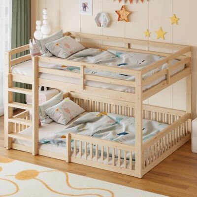BTM Kinder Etagenbett 160 x 200cm Jugendbett mit Rausfallschutz, Stockbett für 2 Kinder Natürlich, ohne Matratze BTM Kinder Etagenbett 160 x 200cm Jugendbett mit Rausfallschutz, Stockbett für 2 Kinder Natürlich, ohne Matratze